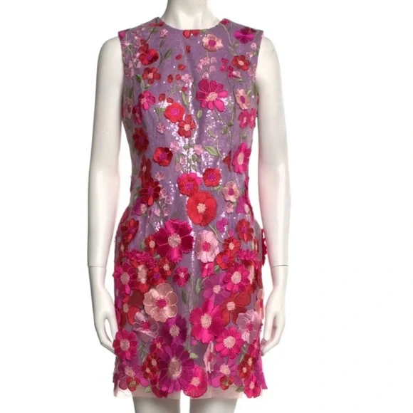 HELSI Miranda 3D Floral Applique Sequin Sleeveless Shift Mini Dress Medium NEW - Picture 7 of 10